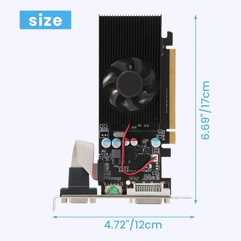 GT210 1GB DDR2 64Bit Graphics Card PCIE 2.0 GPU -Compatible DVI VGA Desktop Video Card-A69M