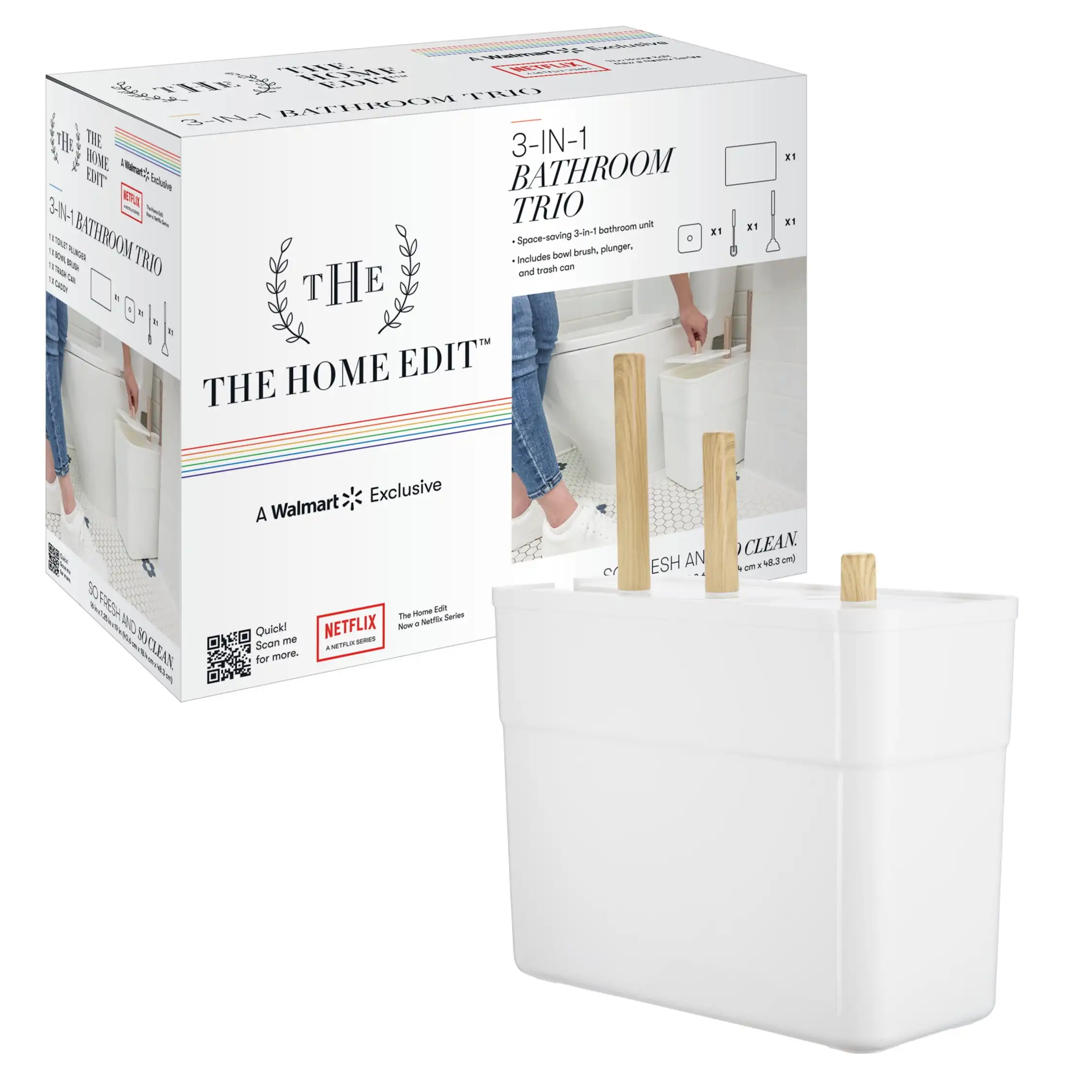 The Home Edit 3-in-1 Plunger/Bowl Brush/Trash Unit When your basic cleaning tools are kept neat and beautiful