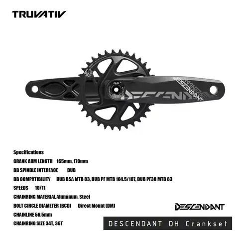 Guarnitura SRAM Truvativ Discendente DH – Guarnitori DH leggeri, nuovi grafici, mandrino DUB |   Compatibile con MTB