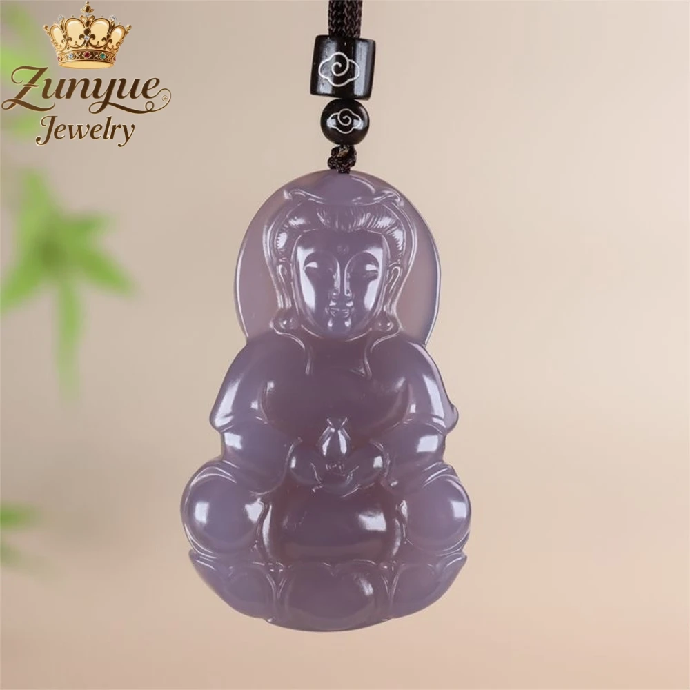 

Натуральный нефрит Хэтянь, дымчатый фиолетовый резной нефритовый флакон, нефритовый кулон Гуаньинь, роскошное качество ювелирных изделий, модные ювелирные изделия, подвески, изысканные