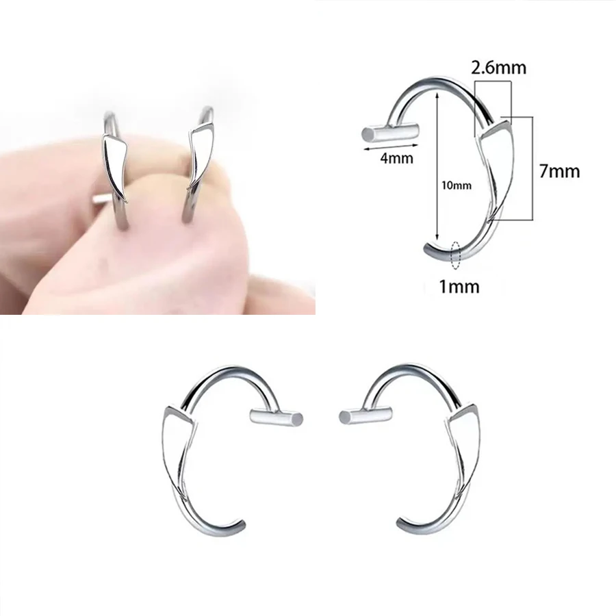 Envío Rápido desde Almacén en EE. UU. 2 Piezas de Anillos de Nariz y Labio de Acero Inoxidable de 10 mm, Estilo Punk, con Clip, Falsos Piercings, Unisex, Joyería Corporal para Mujeres y Hombres, Dropshipping Disponible