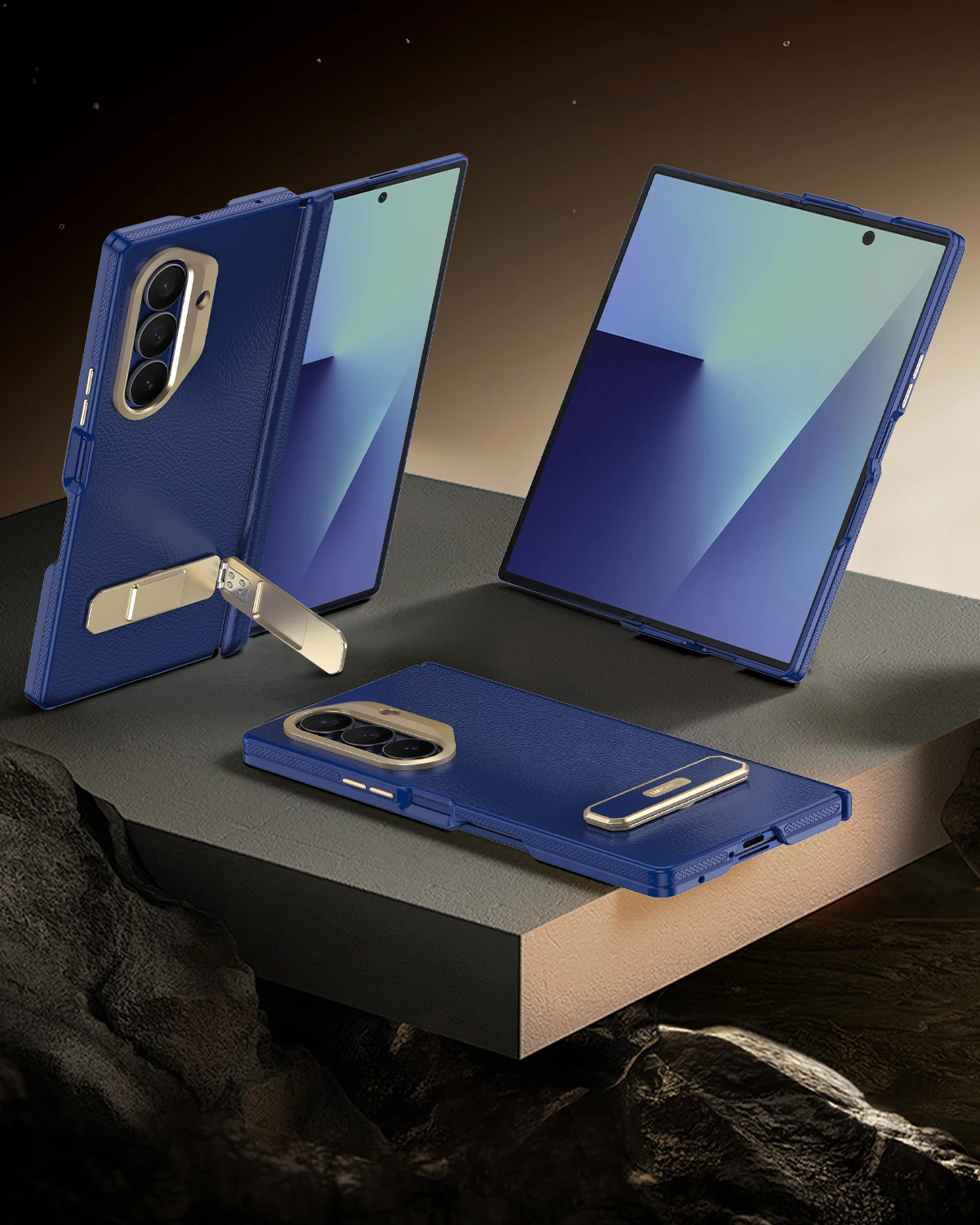 

Premium Box-Style Full Cover Case with T2 Rotatable Stand for Samsung Galaxy Z Fold 5/6/7, Shockproof Protective Shell