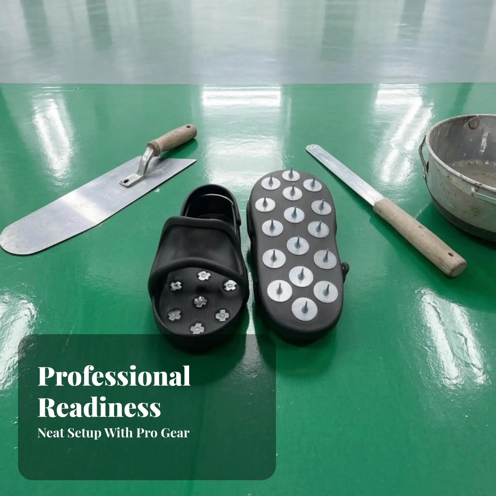 Open Toe Studded Work Shoes for Wet Surface Stability with Secure Heel Strap Design