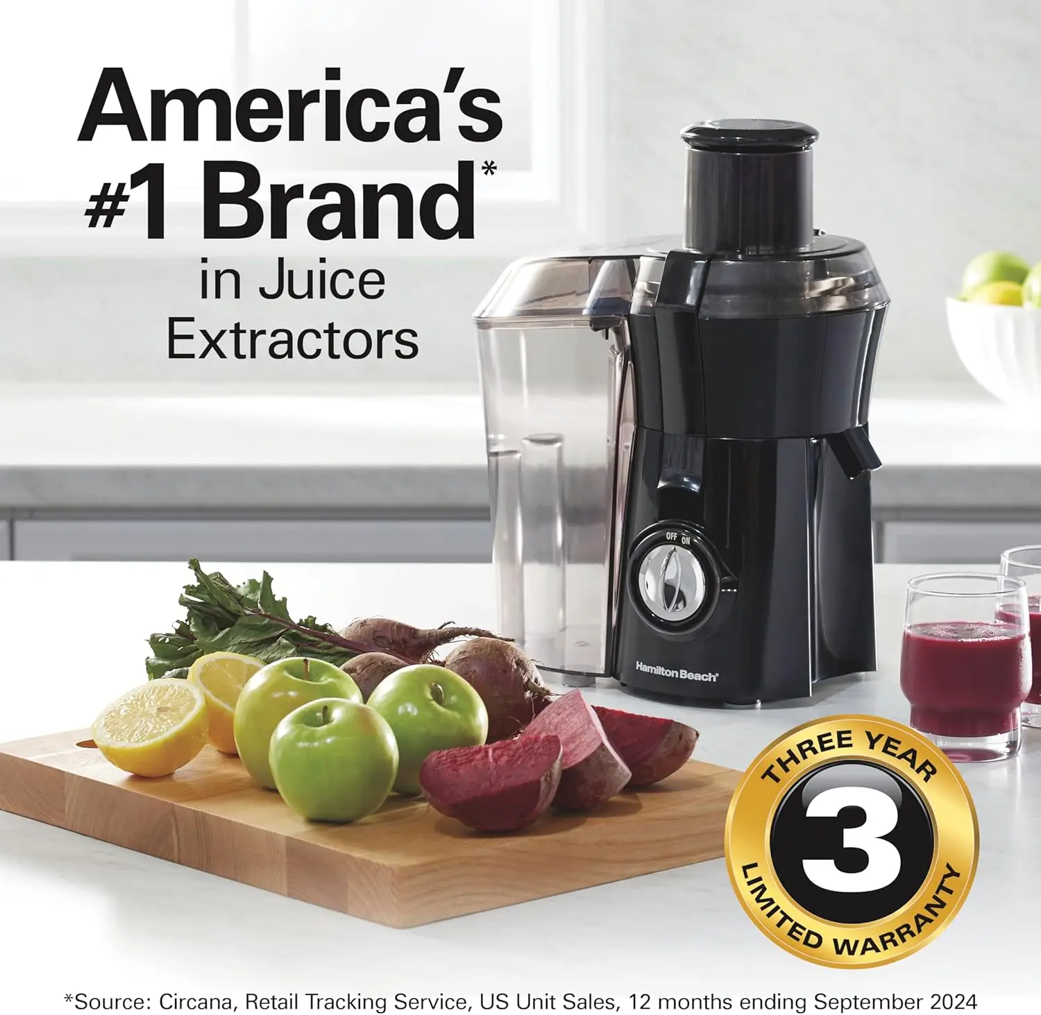 Centrifugal Juicer with 3-Inch Wide Feed Chute for Whole Fruits and Vegetables, Easy to Clean, BPA-Free, 800W Motor, Black, Vege