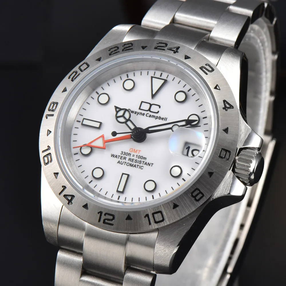 

Модные повседневные светящиеся календари диаметром 40 мм, белые механизмы NH34, черные сапфировые стеклянные водонепроницаемые механические мужские часы