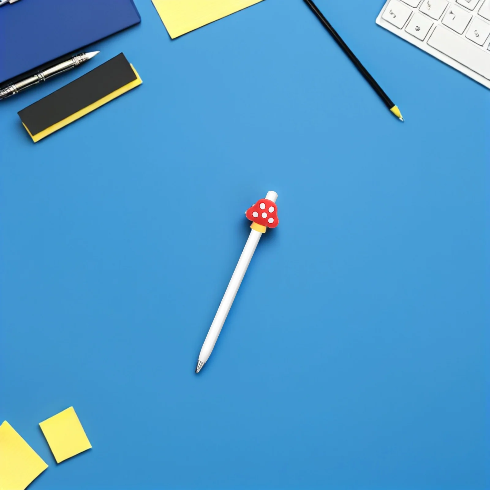 30Pcs Cartoon Mushroom Shaped Pencil Clip Pencil Topper Clip for Classroom School Rewards Pen Charms Soft PVC Accessories