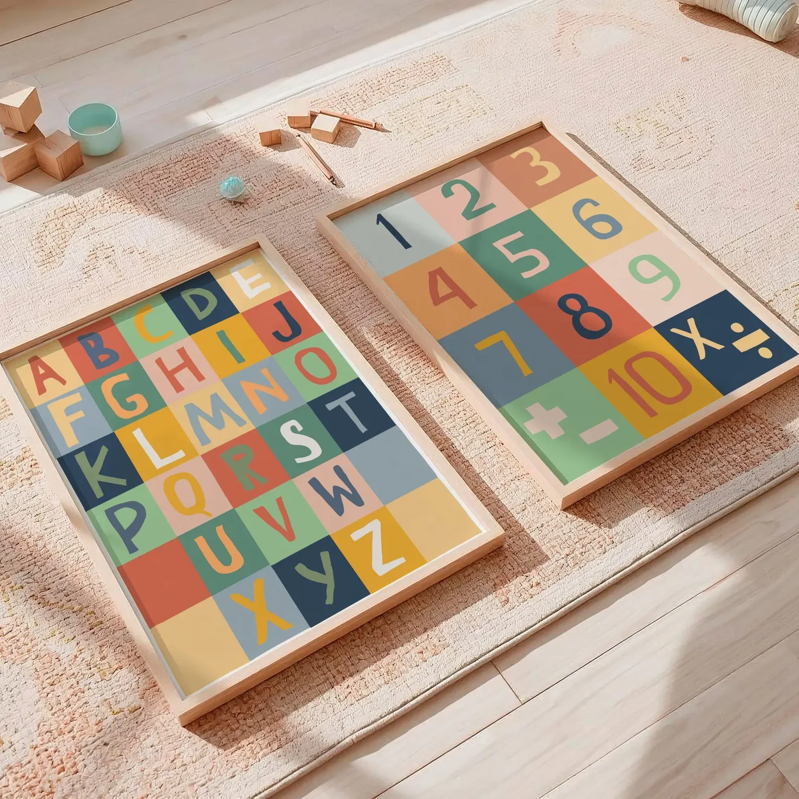 2 Stück rahmenlose Leinwandbil – Kids Education Alphabet Numbers Bewertung und Preis
