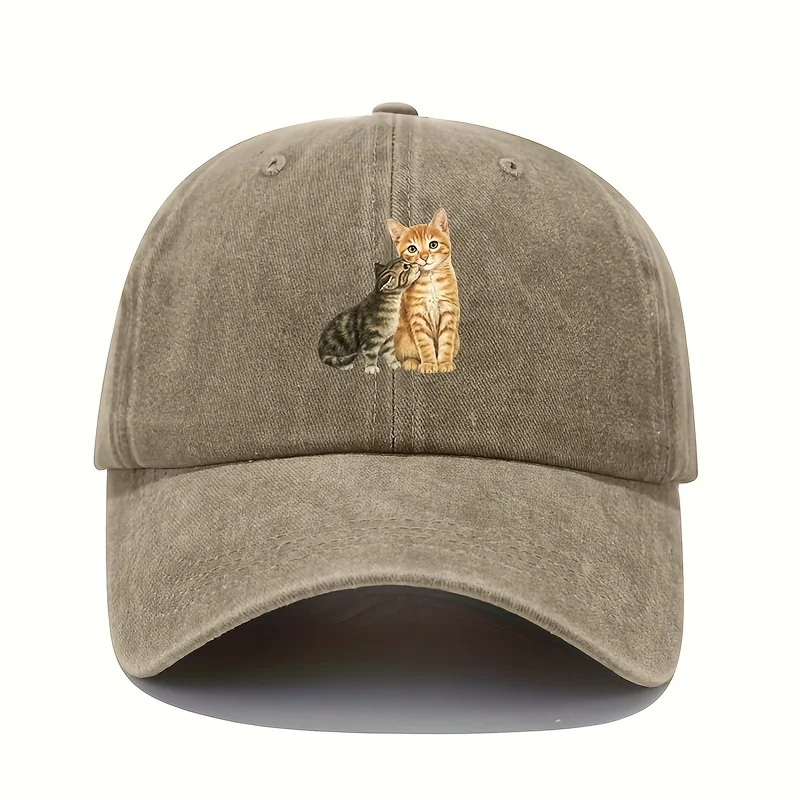 Niedlicher, mit Katzen bedruckter, verstellbarer Sonnenhut für Herren und Damen für vier Jahreszeiten, lässige Sport-Outdoor-Kopfbedeckung, ein Muss für den Sommer