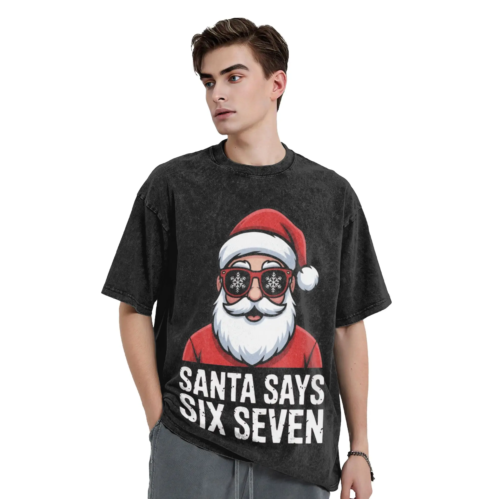 Men T-Shirt 67 Meme Funny Six Seven Christmas 6-7 Meme Santa 6 7 T-Shirts Harajuku Summer Tee Shirt Streetwear Print Casual Tops