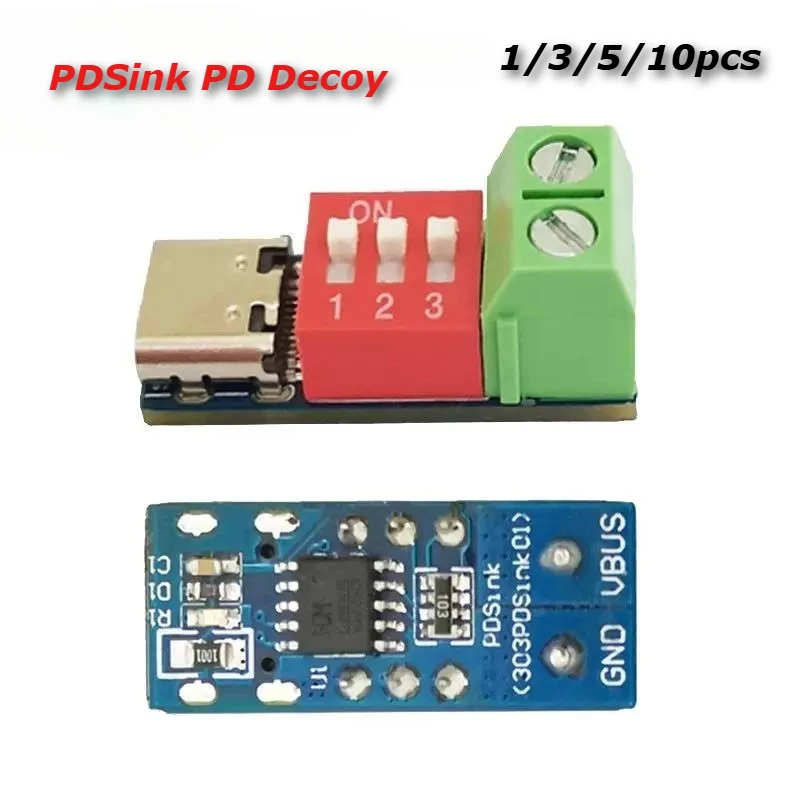 1-10pcs Type-C PD QC Trigger 20V Dial Code Adjustment DC Voltage Power Module Dial Adjustment Voltage Fast Charging Decoy Module