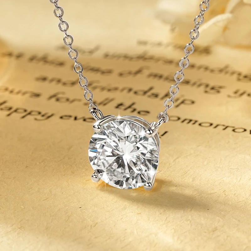 Lnkry 0,5ct-5ct Runder Schliff Moissanit Solitär-Halskette 14K Goldfilled Funkelnder Klassischer Labor-Diamant Anhänger Halsketten Schmuck – Detail 6