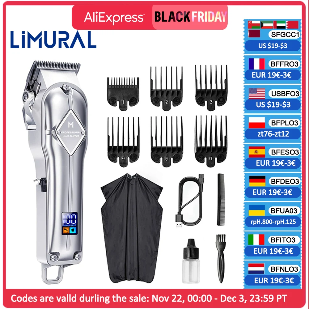 Limurale Elektrische Tondeuse Voor Mannen Professionele Draadloze Barber Tondeuse Oplaadbare Baard Trimmer Led Display Trimmer Trimmer