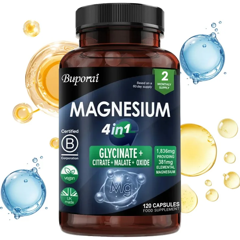 

Magnesium 4-in-1 Complex - Reduce Stress, Improve Sleep, Promotes Muscle Relaxation and Nervous System Health, Boosts Immunity