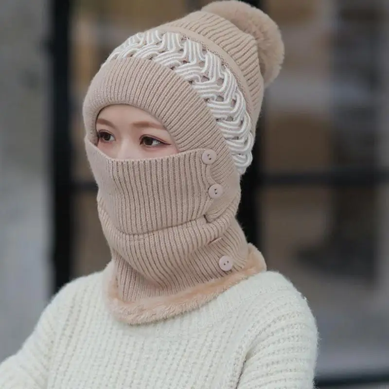 Termiczna czapka typu beanie na szelkach Zestaw szalików Zima Aksamitna kominiarka Wiatroodporna All-Matc