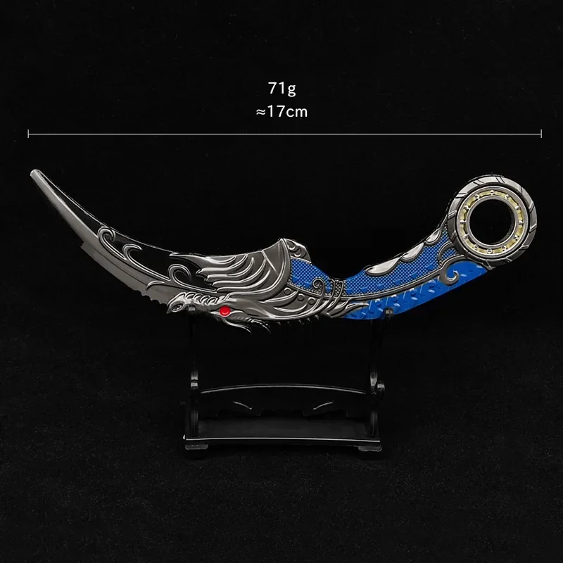 17cm/6.69in Obrotowy nóż z pazurem Karambit Metalowy model broni Nóż samurajski Titan Gra Tępy stalowy miecz Rzemiosło Zabawka Nóż PropGift