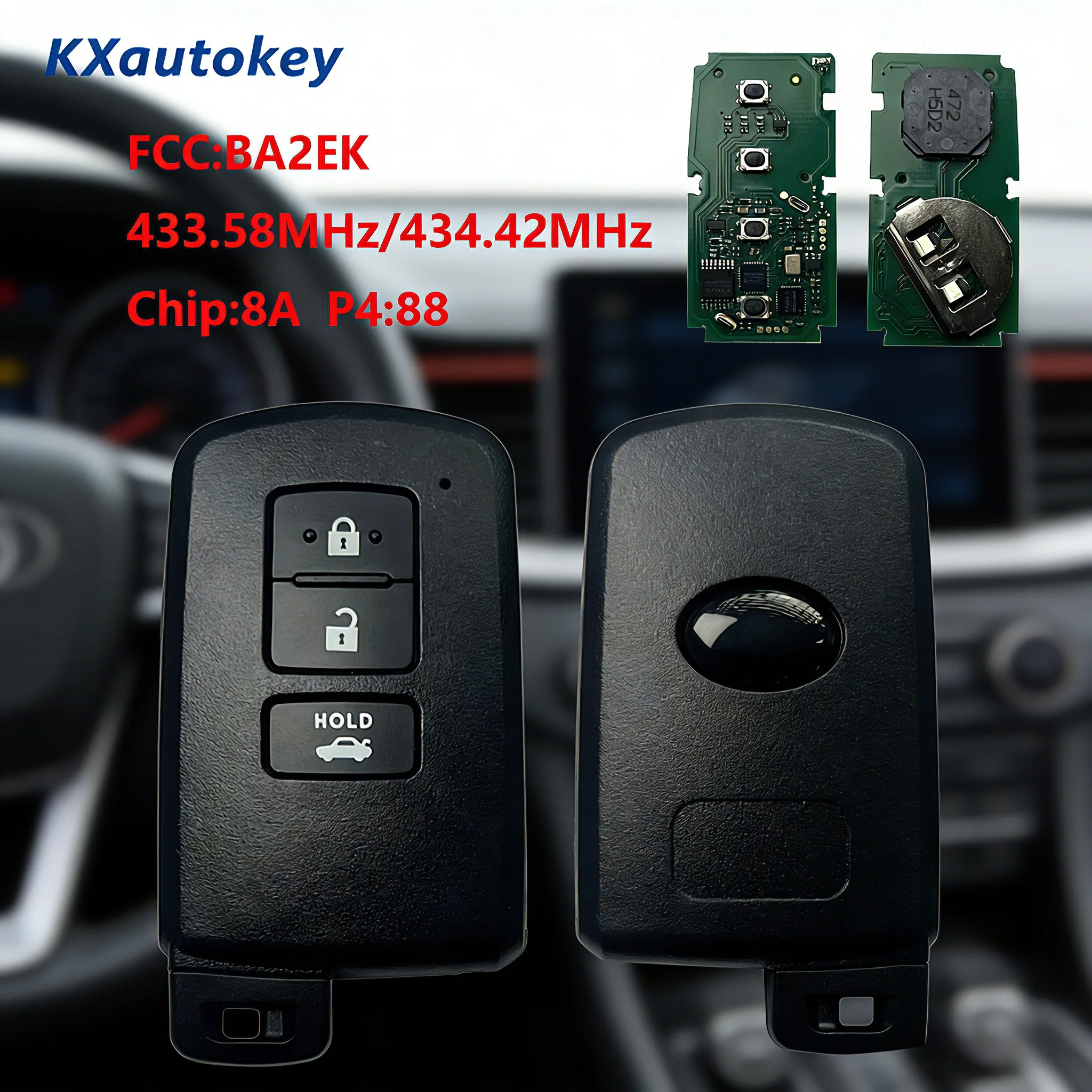 

KXK007049 For Toyota Camry Crypto FCCID-BA2EK Chip-8A P4 88 Multi-Function Smart Aftermarket Durable Key With Chip For Toyota