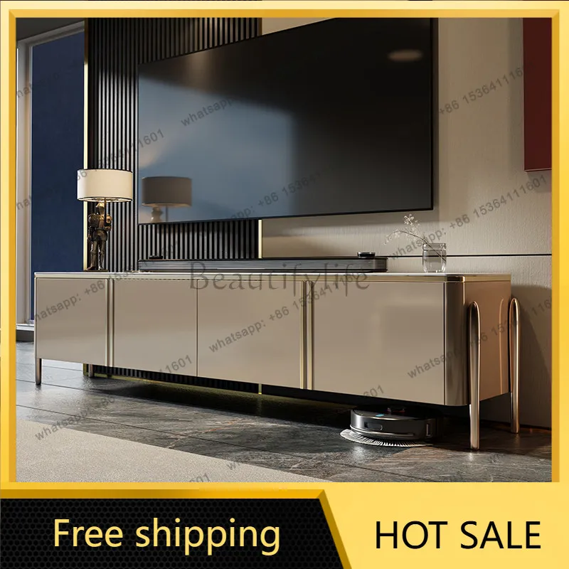 PJ light luxury TV cabinet modern rock slab decorative cabinet minimalist living room paint