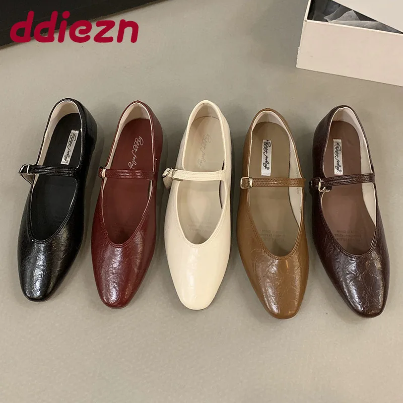 

Fashion Buckle Strap Women Mary Janes Lolita Shoes With Height Increasing Female Soft Footwear Shallow Ladies Flats With Shoes