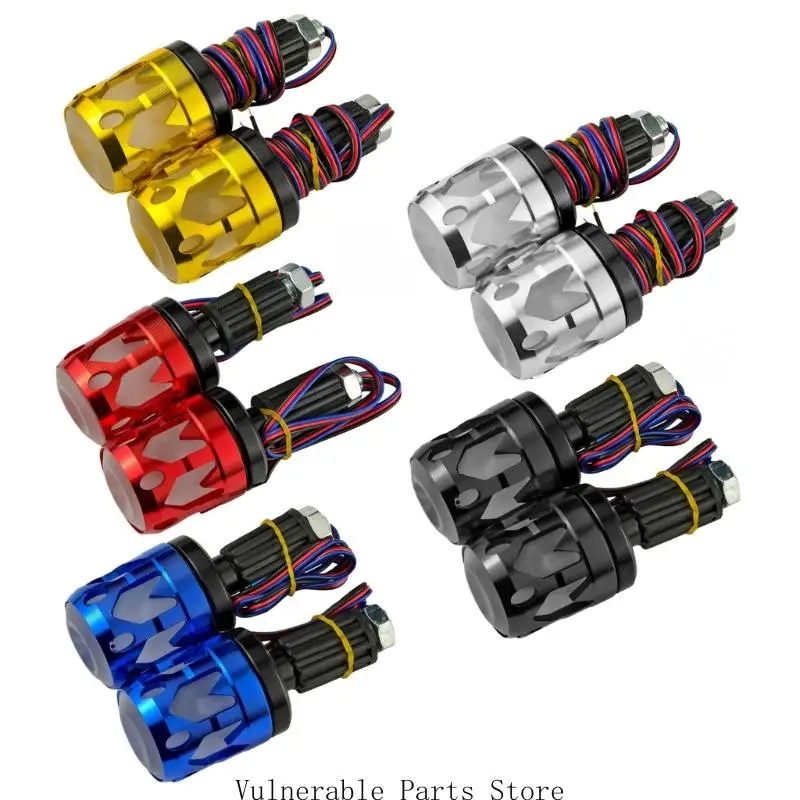 D0UC Multicolor Illuminated Motorcycle Handlebar End Cap Universal Scooters Motorbikes Weatherproof Aluminum Material