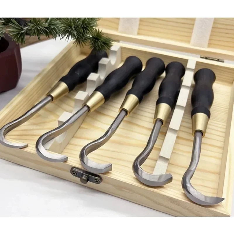 Bonsai Potted Plant Modeling Tool Knife Ancient Material Grinding Silk‑Carving Hook Knife for Shaping Root Pruning Garden Work