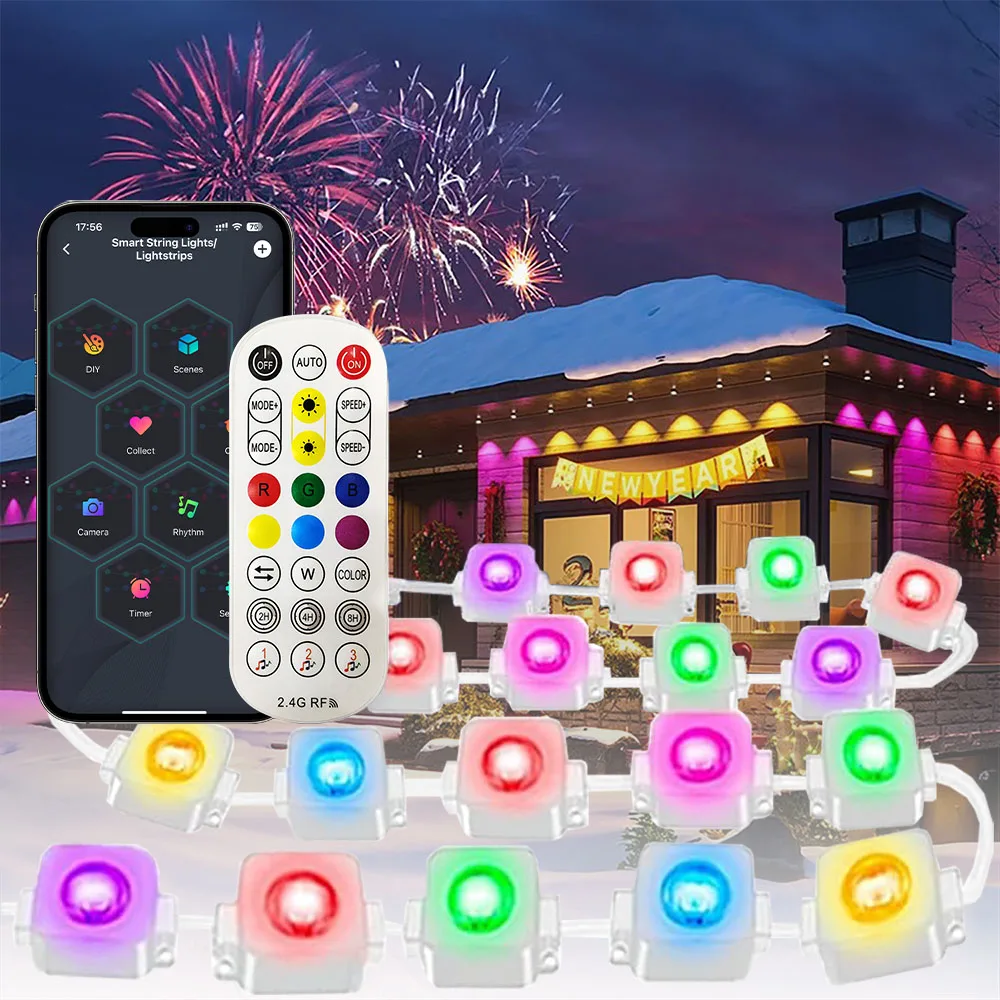300FT الدائم في الهواء الطلق الطنف ذكي مصباح ليد سلسلة RGB اللون تغيير ضوء IC لعيد الميلاد حفلة حديقة الديكور #1