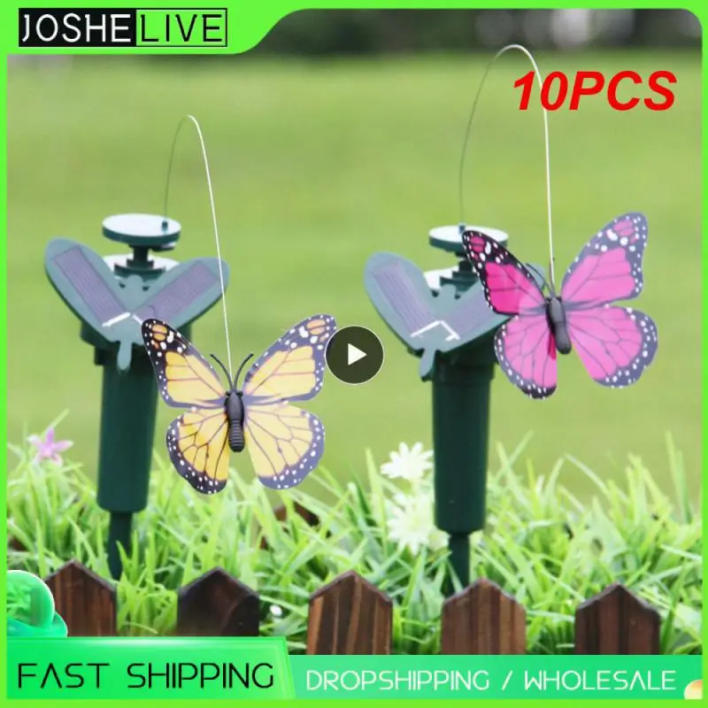 

10PCS Beautiful Vibration Solar Power Dancing Flying Fluttering Butterflies Hummingbird Sunflower Outdoor Yard Gardening