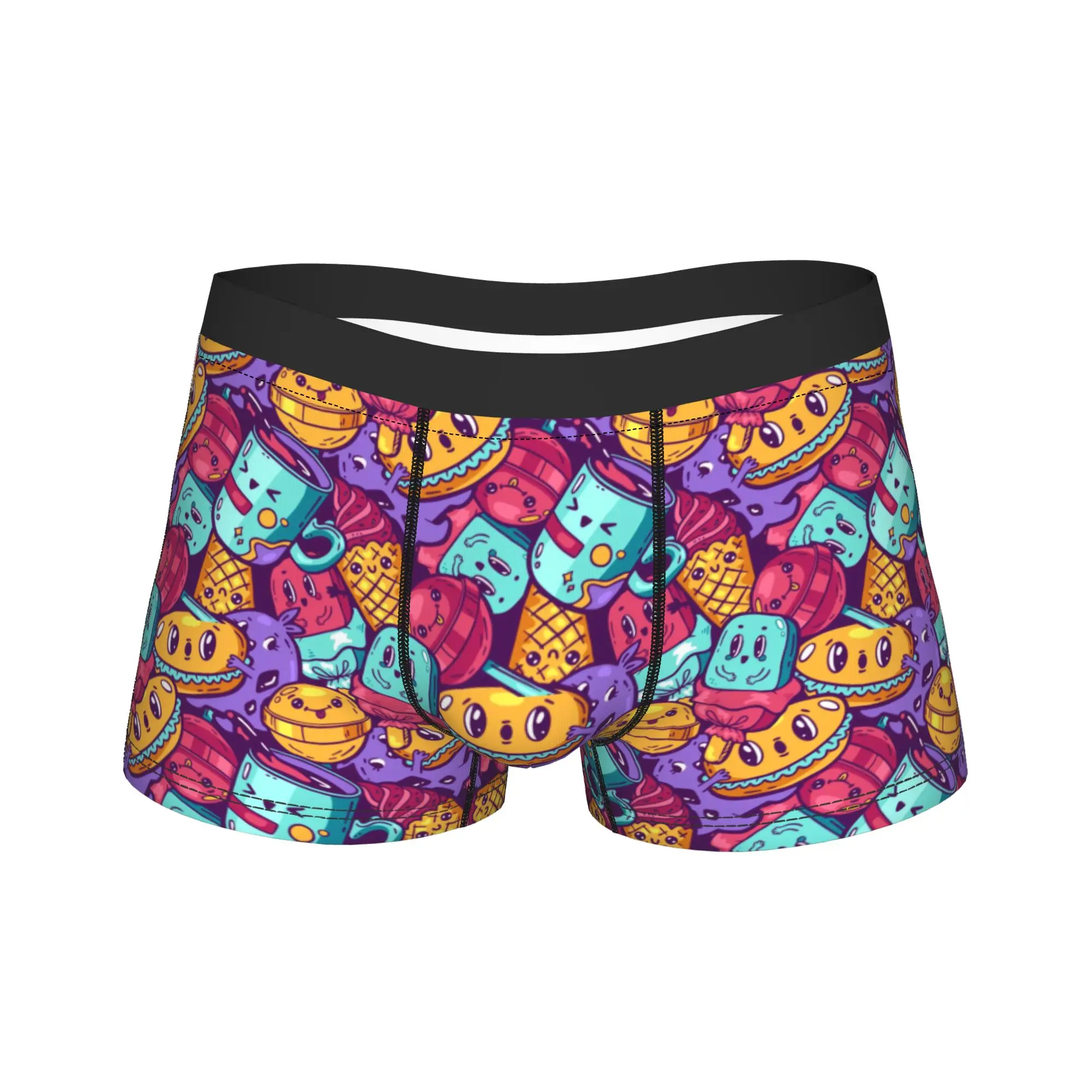 cute kawaii fast food meal Underwear  Custom Boxer Shorts High Quality Men Underpants Soft Trend Boxer Brief Gift Idea