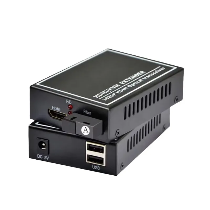 Mini 1080P USB KVM Fiber Optic Extender Optical Fiber Video Converter  20km Single Mode for CCTV Security Systems