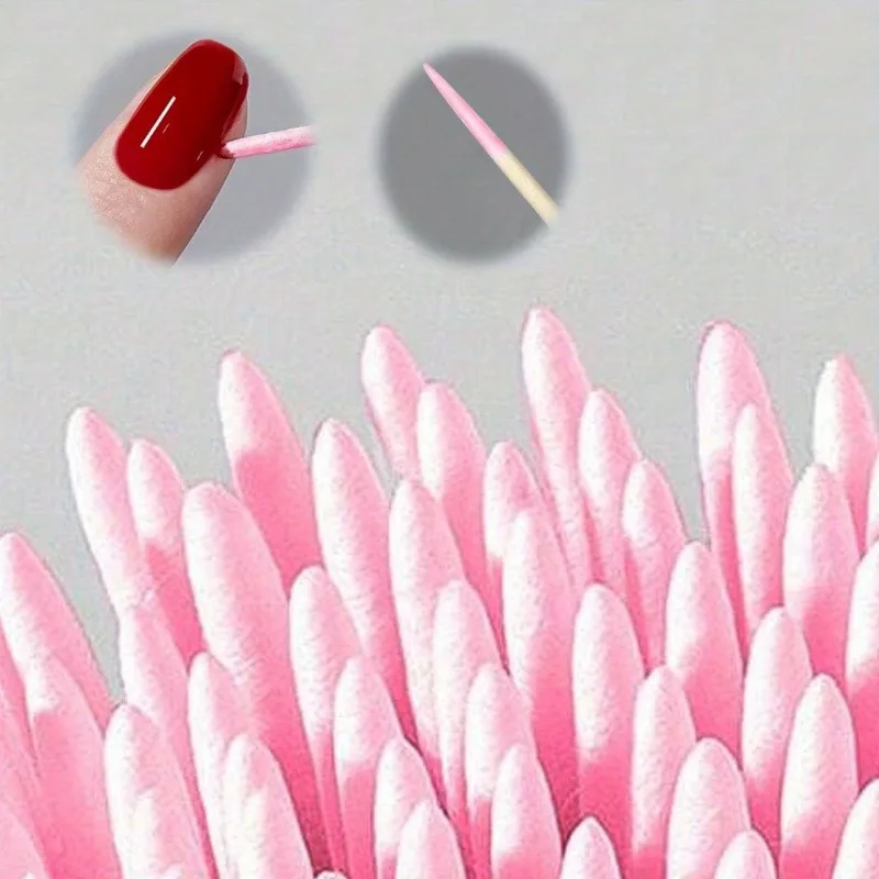 100Pcs Pink Double End Mini Cotton Swabs for Makeup Lash Tattoo Nail Cleaning