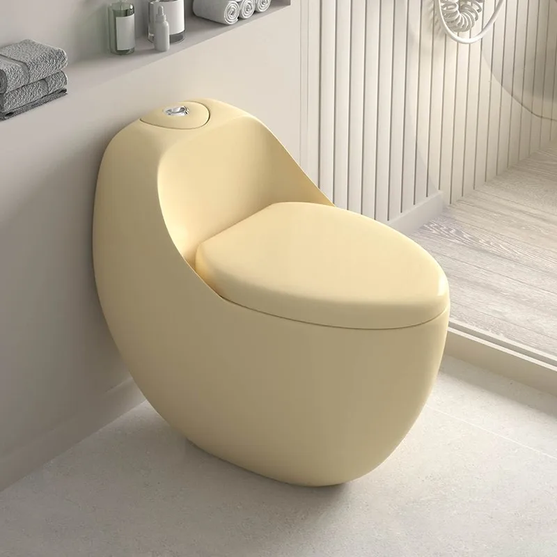 Yellow Household Cute Egg-Shaped Color Ordinary Toilet Bowl Siphon Pumping Ceramic Bathroom Deodorant