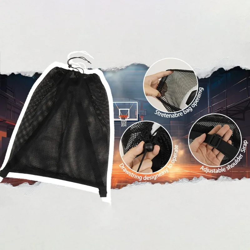 2 pezzi borse portaoggetti per calcio calcio sport all'aria aperta palestra da viaggio nuova borsa a rete per zaino da basket con coulisse portatile