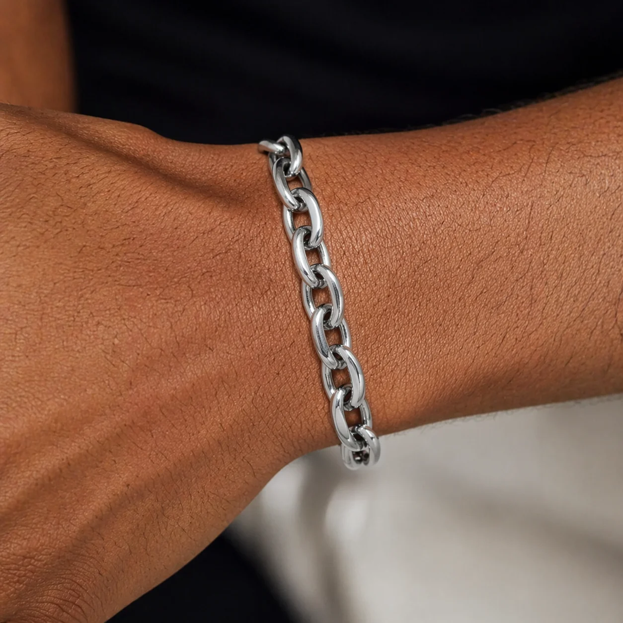 New Trendy Three-dimensional O shape Men Bracelet Classic Stainless Steel 7.2mm Width Chain Bracelet For Men Women Jewelry Gift
