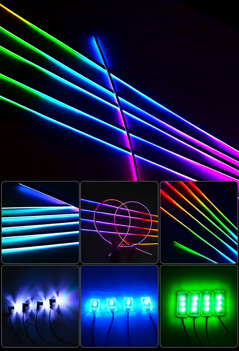 Dual Zone 14/18/22 in 1 RGB 64 213 Colors Symphony Light Parts 35cm 75cm 110cm Light Strips Main/sub Controller Extension Cord