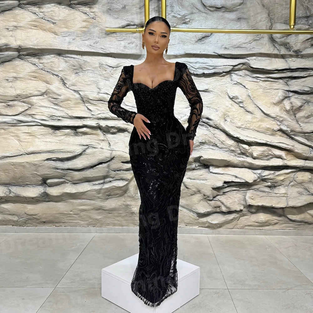 Elegante Meerjungfrau Damen Abendkleider Maßgeschneiderte Applikationen Schatz Vestidos De Fiesta Prom Kleider Langarm Robe De Soirée