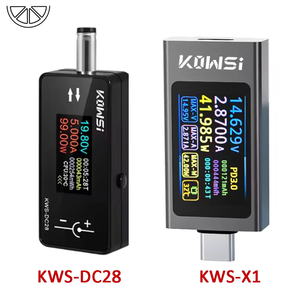 KWS-DC28 Pantalla Digital TFT HD de 0.96 Pulgadas, Voltímetro Amperímetro de Voltaje CC, Probador KWS-X1 Tipo C, Detección de Carga Rápida Tipo C