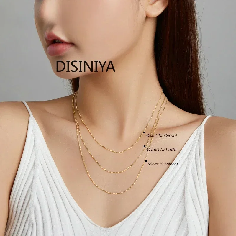 Disiniya Classic Basic Chain 100% 925 Sterling Silver Lobster Clasp Adjustable Necklace Chain Fashion Jewelry for Women