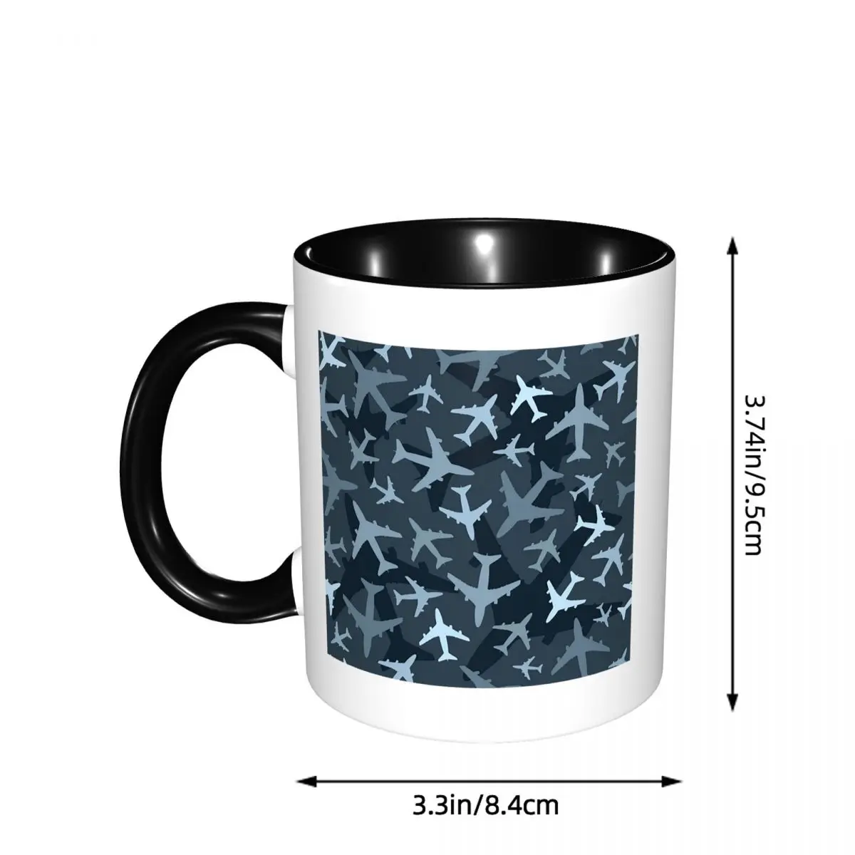 Random Airplanes Pattern Aviation Fighter Pilot Mug Funny Ceramic Coffee Cups Tea Mugs Milk Cup Drinkware Gifts for Woman Man