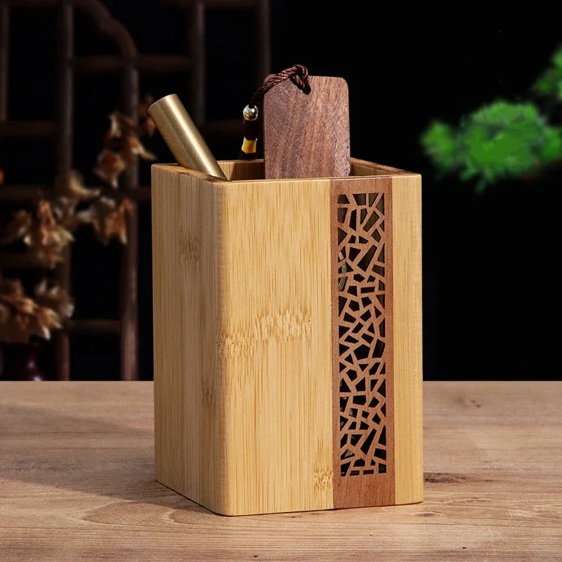 Chinese Calligraphy Pen Holder High-grade Office Desktop Storage Holder Pen Creative Chinese-style Wooden Ornaments Art Supplies