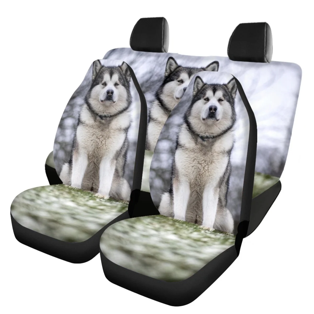 Car Seat Cover Set for Women Alaskan Malamute Universal Fit SUV Truck Sedan Elastic Front Back Seat Cover Accesorios Para Auto