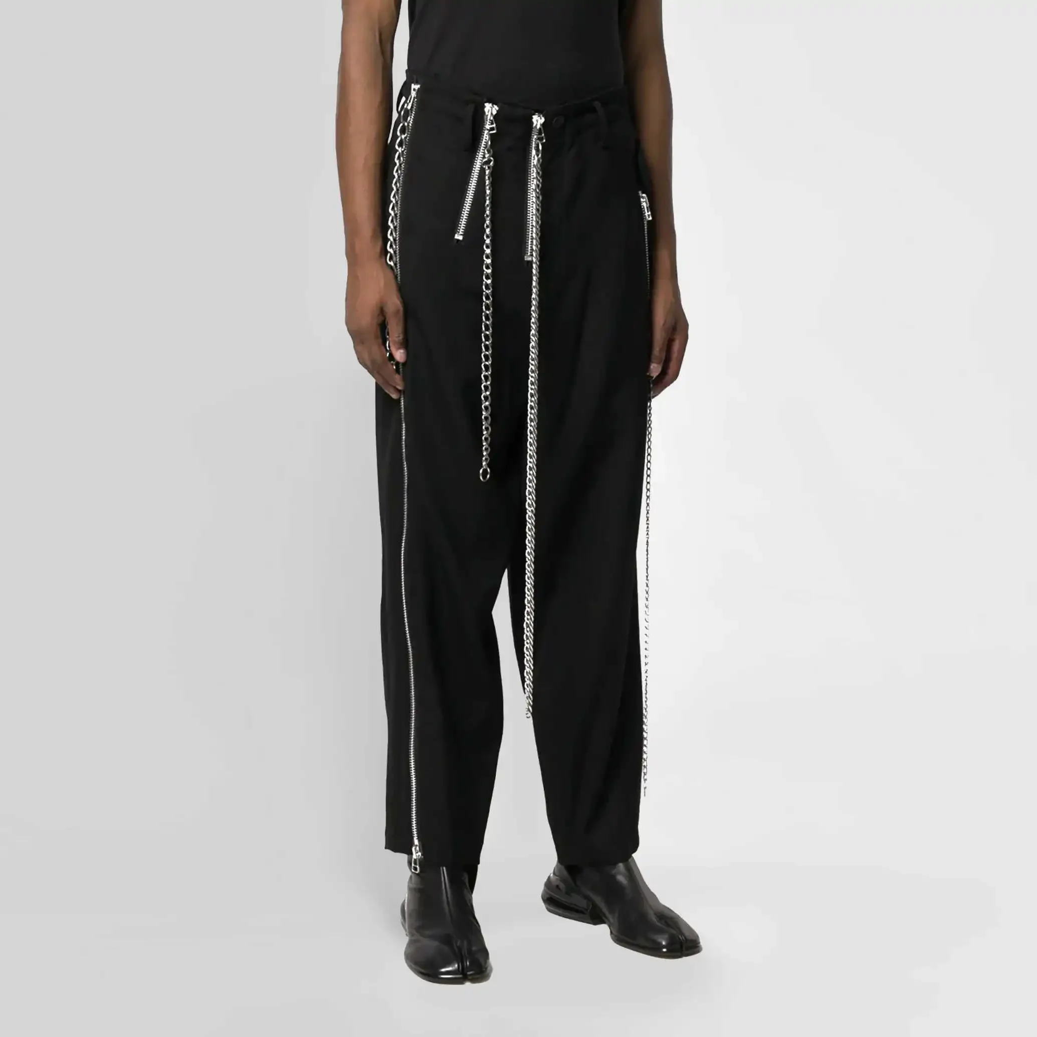 

YOJI OOAK CHAIN DETAI Chain Detail Прямые брюки Шерстяные габардинные брюки для скейтбординга в стиле хип-хоп