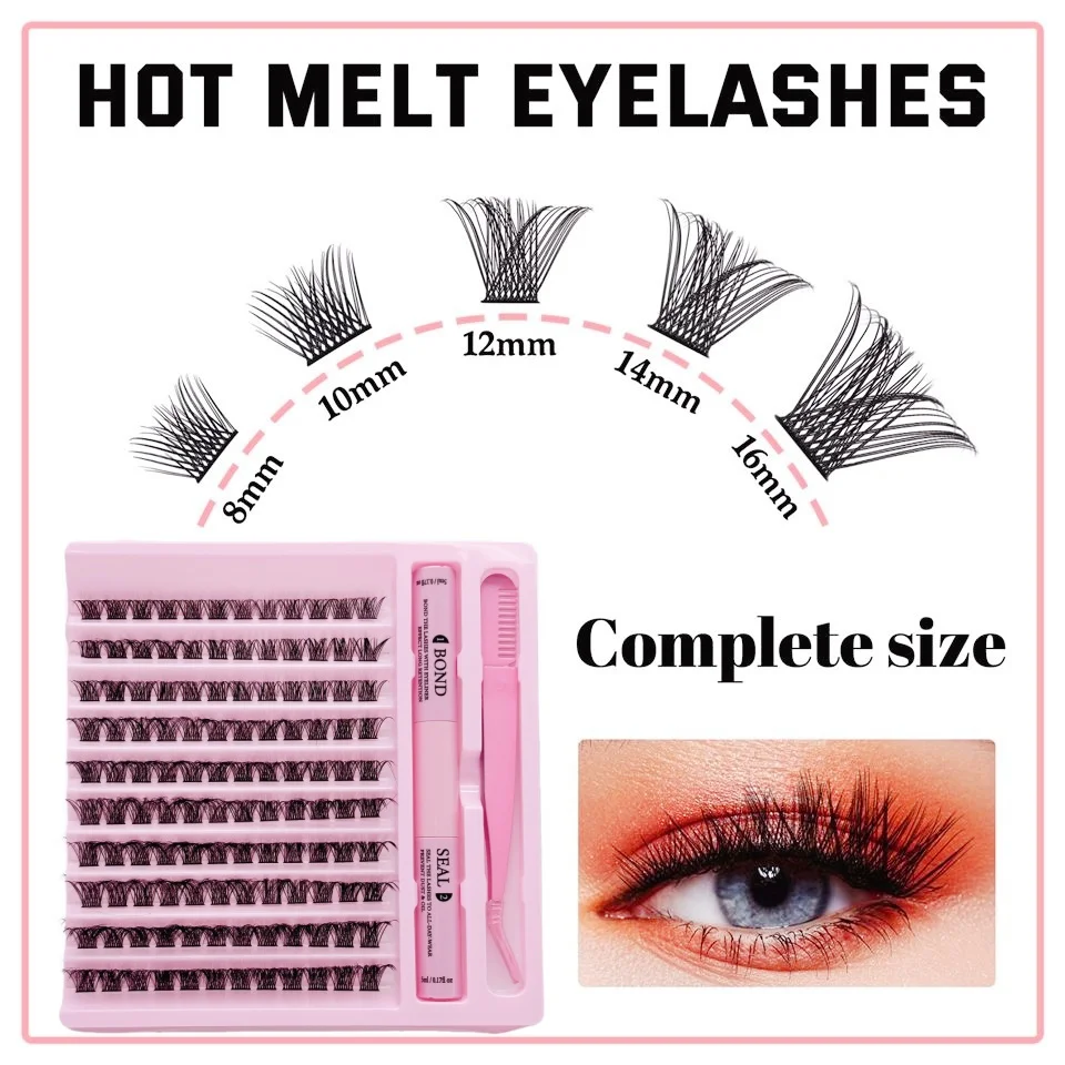 1 ensemble d'extensions de cils, adhésif et scellant pour faux cils effet œil de chat (la colle et les pinces sont expédiées de manière aléatoire)