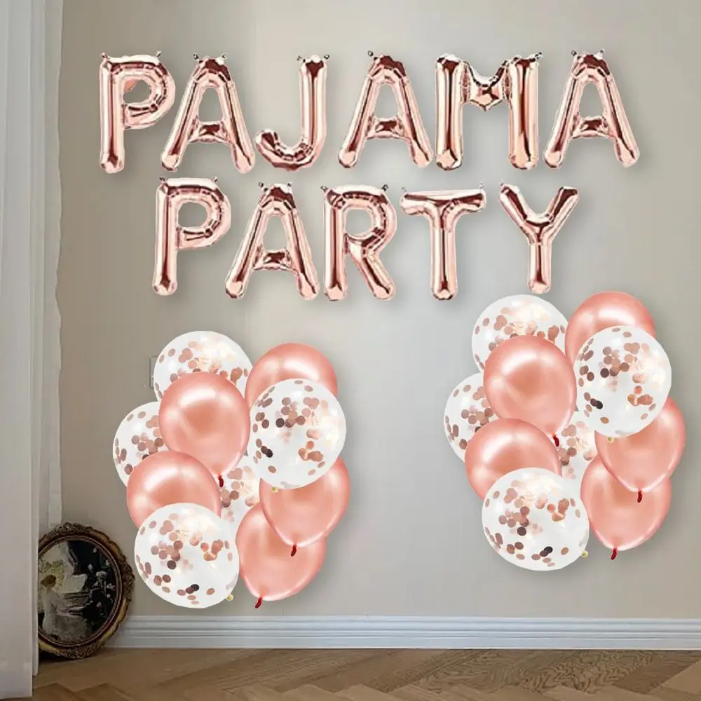 11pcs Latex PAJAMA PARTY Birthday Party Decor Rose Gold Pajama Party Decorations Spa Pajama theme Girls