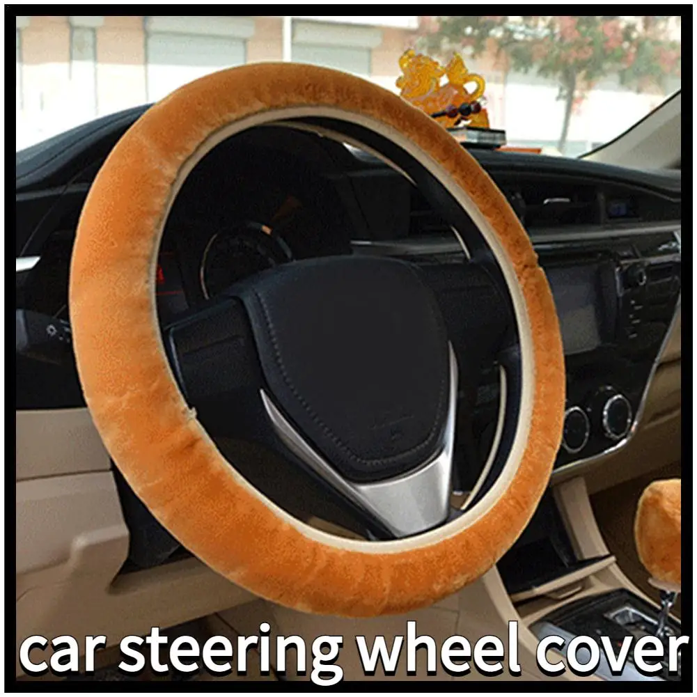 

Car Steering Wheel Cover Winter Style Warm Universal Car Steering Wheel Cover Plush Pull Handle Cover Warm Steering Wheel Set