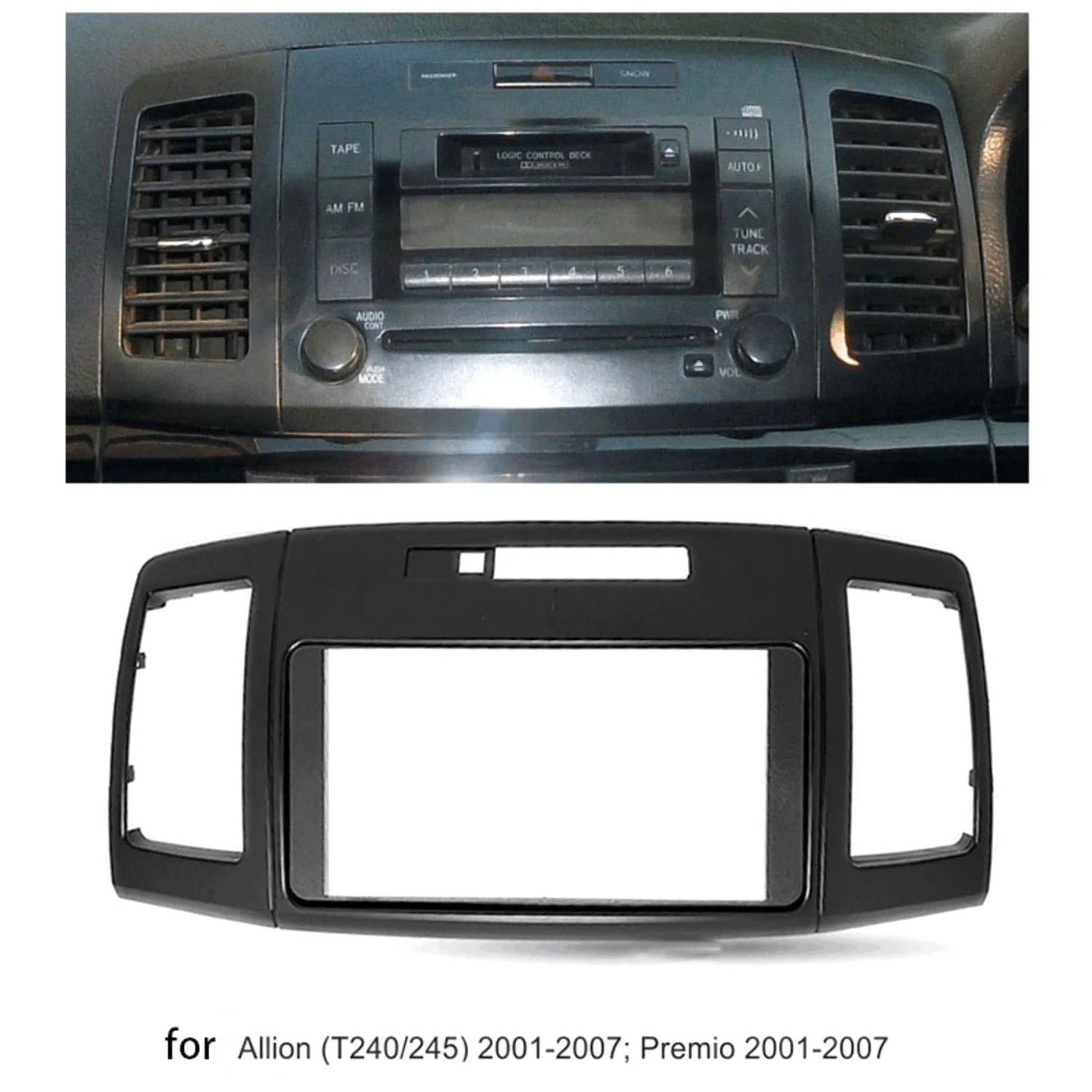 ダッシュボード取り付けキット,ステレオ,デュアルDIN,ラジオ,フェイス,DVD,トヨタインコ用パネルプレート,2001-2007