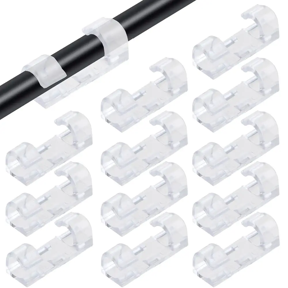 

120Pcs Self Adhesive Transparent Cable Clips Wire Holder Sticky Heavy Duty Cable Clips Tidy and Organizer Drop Cord Managemen