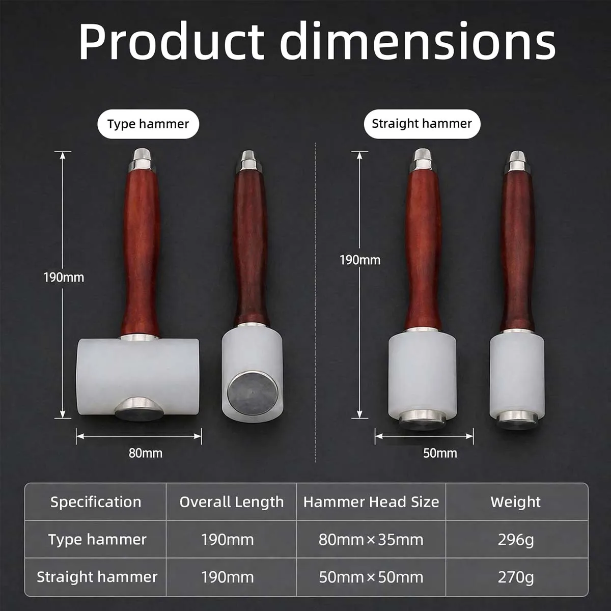 Nylon Leather Carving Hammer DIY Leather Craft Tool White Straight Hammer T-Shaped Hammer for Leather Stamping