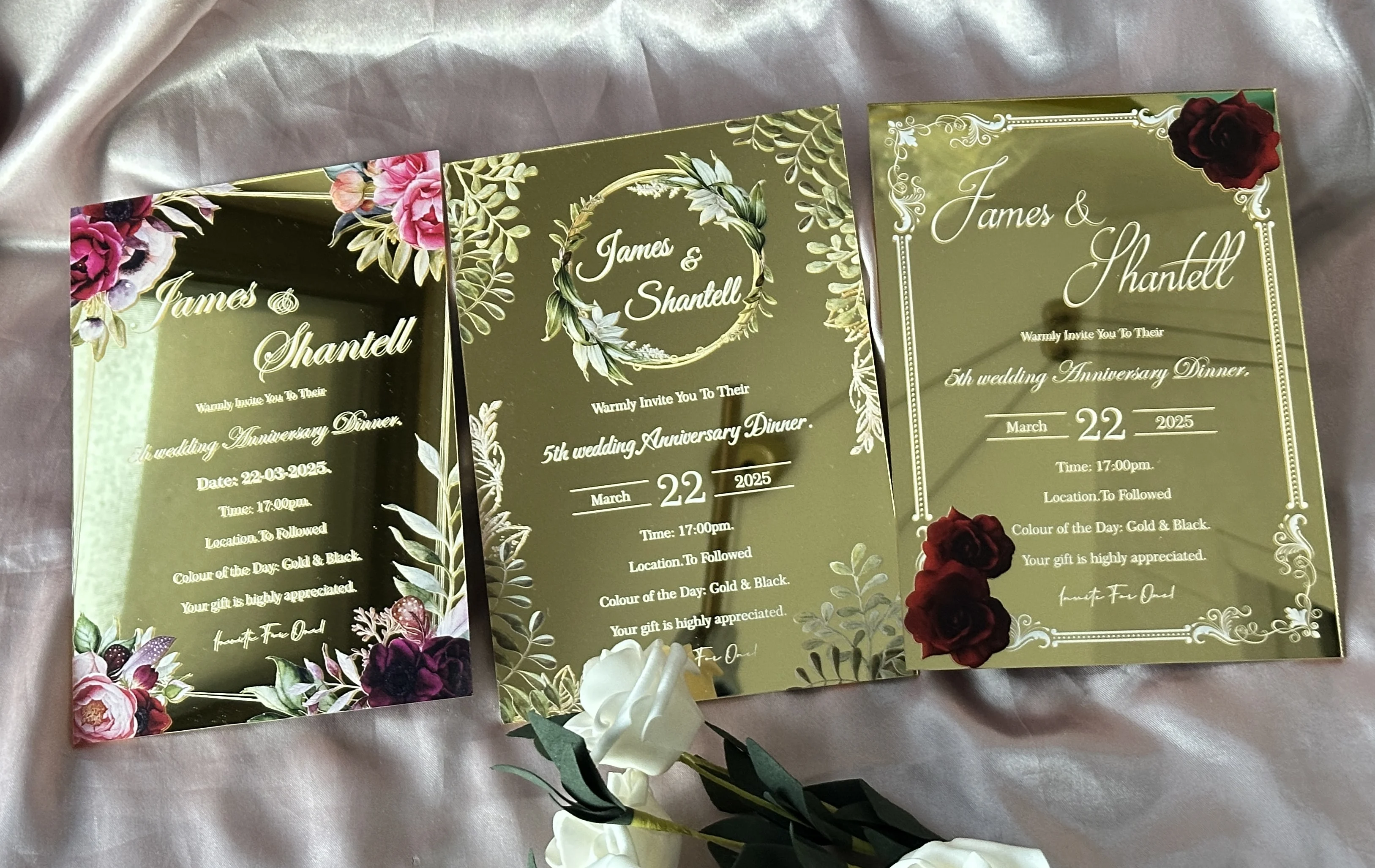 

10pcs Custom Mirror Gold Acrylic Wedding Invitation Card,Make Your Own Event Party Invite Card for Gift Favor Decoration