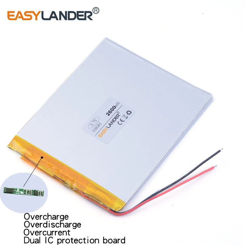 358085   Batería recargable de polímero de litio Li-ion de 3,7 V 2600 mAh