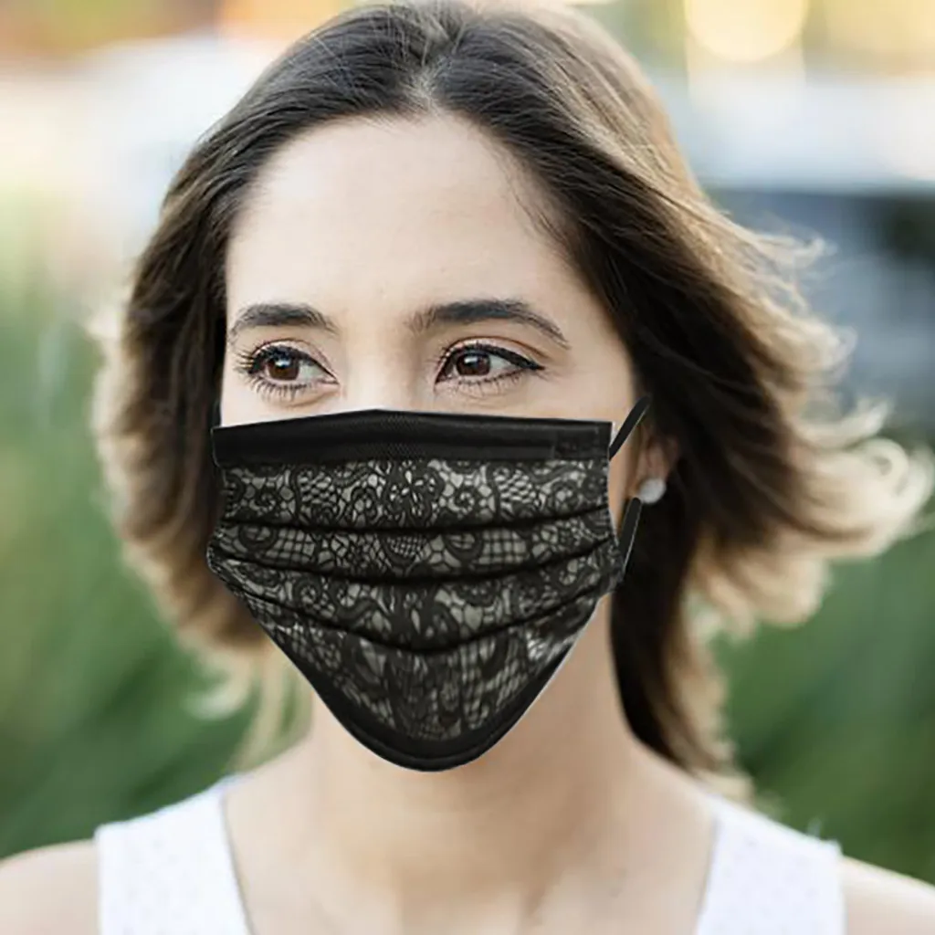 Maschera facciale traspirante a tre strati con protezione monouso in pizzo moda per adulti da 50 pezzi