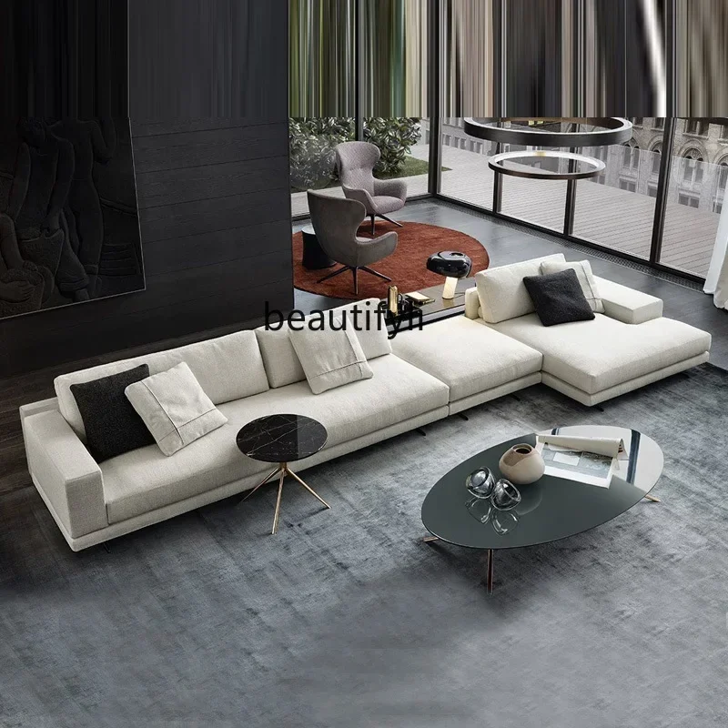 

Italian minimalist sofa living room modern simplicity, Nordic light luxury corner technology fabric